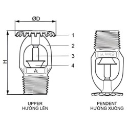 Đầu phun chữa cháy sprinkler hướng lên 68°C SHINYI SFSU-15-68-1