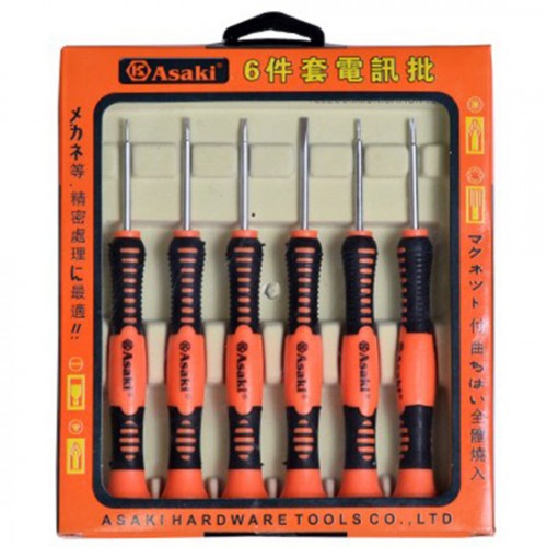 Bộ tuốc nơ vít sửa chữa điện tử 6 cây Asaki AK-9075