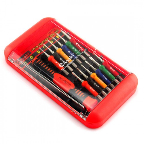Bộ tuốc nơ vít sửa chữa điện tử 14 chi tiết Asaki AK-9070