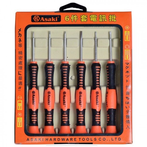 Bộ tuốc nơ vít sửa chữa điện tử 6 cây Asaki AK-9074