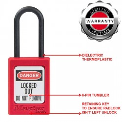 Khóa an toàn cách điện còng nylon 5mm Master Lock S32RED