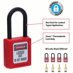 Khóa an toàn còng nylon 6mm Master Lock 406RED