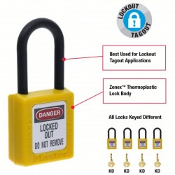 Khóa an toàn cách điện còng nylon 6mm Master Lock 406YLW