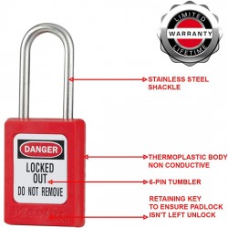 Khóa an toàn còng thép chìa khác nhau Master Lock S31RED-KD