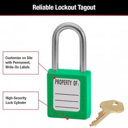 Khóa an toàn còng thép chìa khác nhau Master Lock 410GRN
