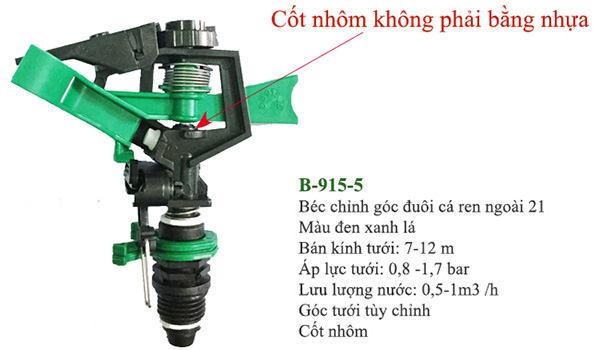 Béc phun chỉnh góc duôi cá 2 tia răng ngoài 21 BB 915 5 1