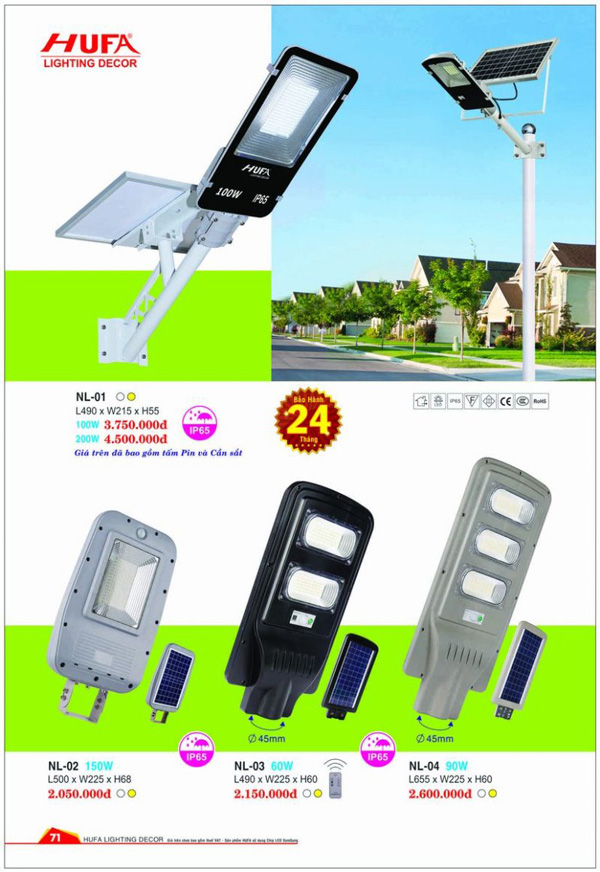 Đèn đường LED năng lượng mặt trời HUFA NL 01 1