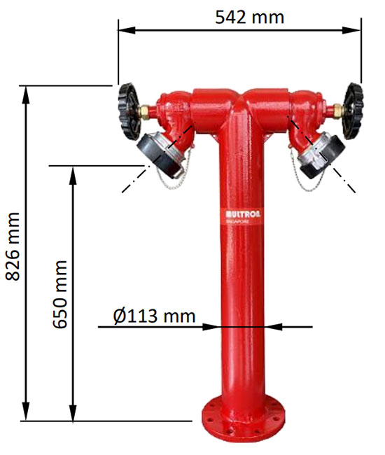 Trụ cấp nước chữa cháy 2 ngõ ra Multron PH SQS 100VS 1