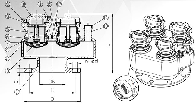 Trụ tiếp nước PCCC DN150 4 ngõ ra ShinYi FHFA 0150 2