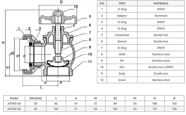 Van góc chữa cháy DN50 ARV AIF900 50 1