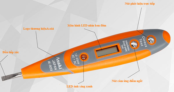 Bút thử hiển thị số đa năng cao cấp có đèn ASAKI AK 9058