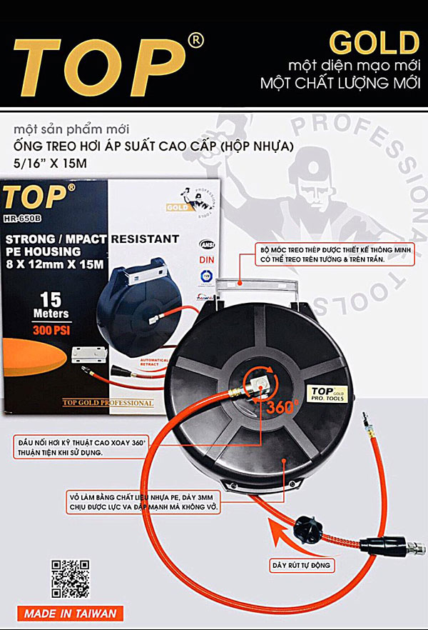 Cuộn dây treo nối hơi 12mm cao cấp TOP HR 650B 1