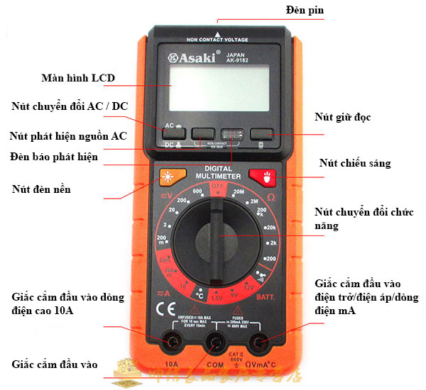 Đồng hồ đo điện vạn năng kỹ thuật số Asaki AK 9182 1