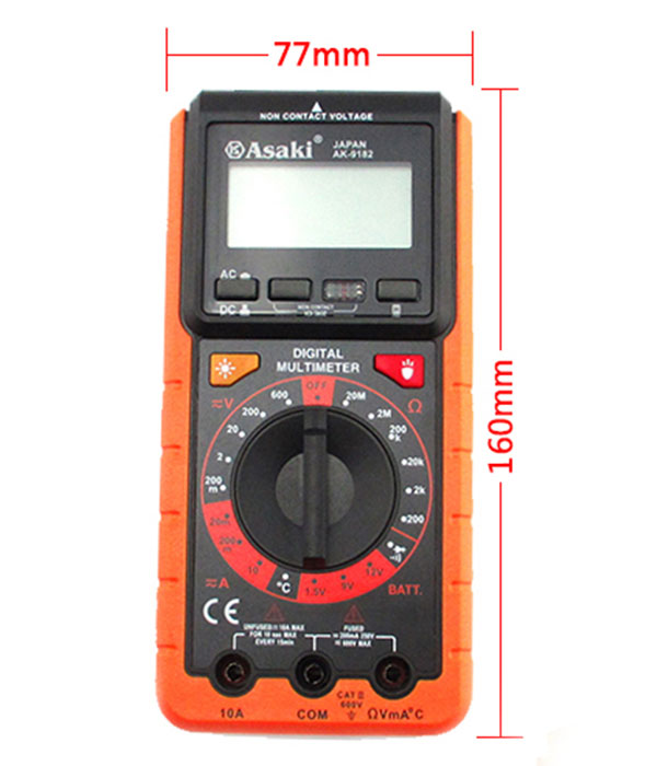 Đồng hồ vạn năng kỹ thuật số chiếu sáng tự động Asaki AK 9182 2