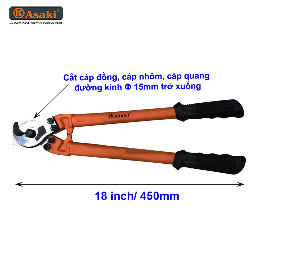 Kềm cắt cáp điện 450mm Asaki AK 8211