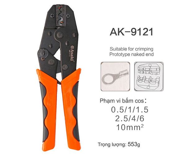 Kìm bấm đầu cosse tròn Asaki AK 9121