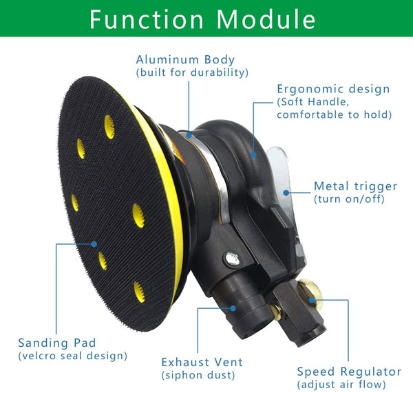Máy chà nhám tròn phi 125mm bằng khí nén TOP PAS 10027 15 1