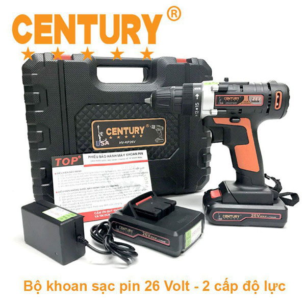 Máy khoan vặn vít dùng pin 26V Century HV KP26V 1