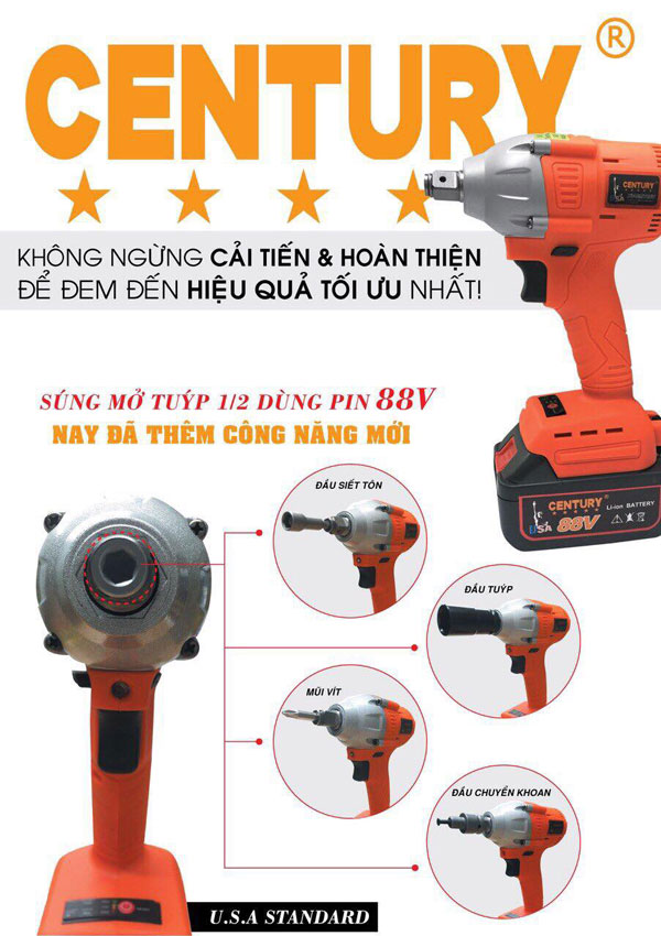 Máy siết bu lông dùng pin 88V Century HV SMT88V 1