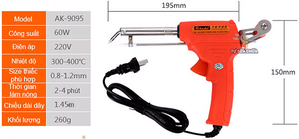 Mỏ hàn điện tử dạng súng 60W Asaki AK 9095 2