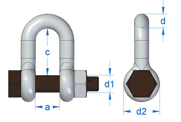 Ma ní chữ D chốt bù lon an toàn Gunnebo A 835 1