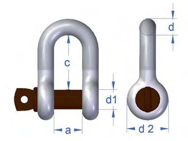 ma ní chữ D chốt vặn ren Gunnebo A 834 1