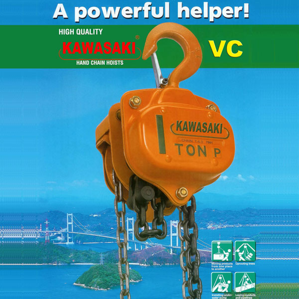 Pa lăng xích kéo tay tải trọng nâng 1 tấn Kawasaki VC 1 1