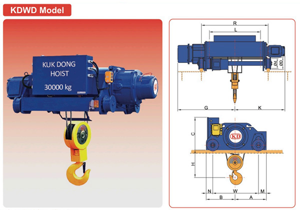 Palăng cáp điện dầm đôi KUKDONG KDWD 1