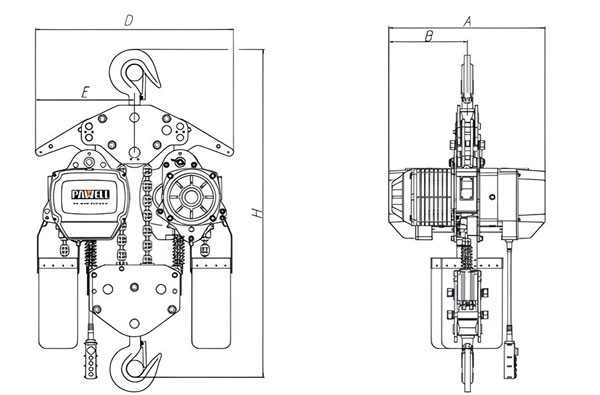 Palăng xích điện 3 pha 10 tấn PAWELL PE100S 1