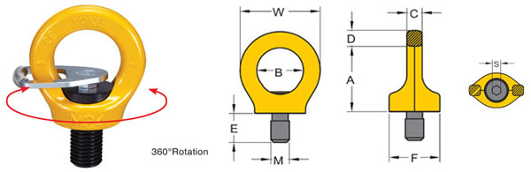 Tai cẩu xoay 360° tải trọng 300kg Yoke 8 291K 1