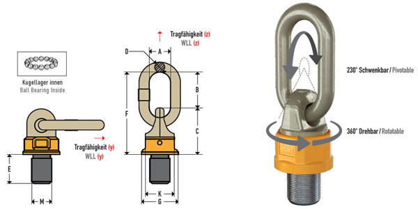Tai cẩu xoay 360° nghiêng 230° YOKE 8 251 1