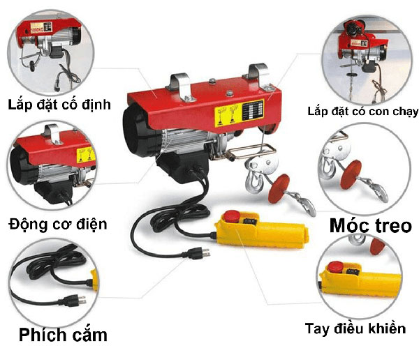 Tời cáp điện treo 1 pha PA 1