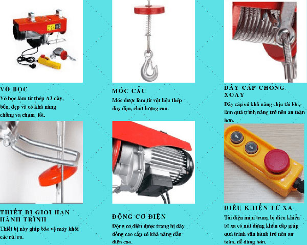 Tời cáp điện treo 1 pha PA 2