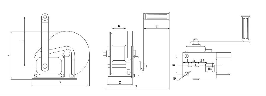 Tời cáp quay tay tự khóa tải trọng 800kg KONDO KD 800 1