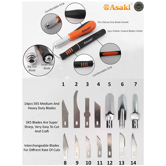 Bộ dao khắc thủ công 14 chi tiết Asaki AK 3960 2