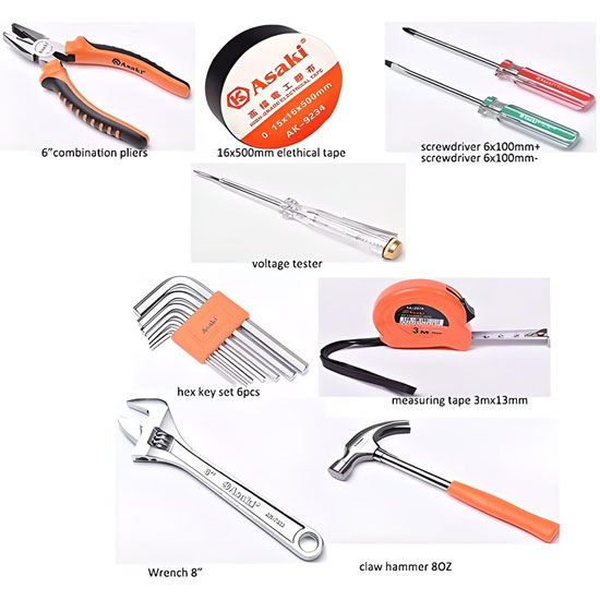 Bộ dụng cụ sửa chữa cơ bản 16 món ASAKI AK 9821 3