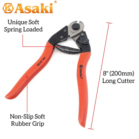 Kìm cắt cáp thép 8 inch Asaki AK 8189 3