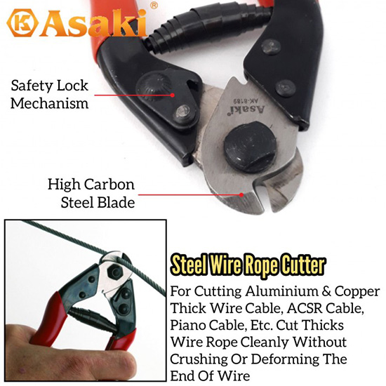 Kìm cắt cáp thép 8 inch Asaki AK 8189 4