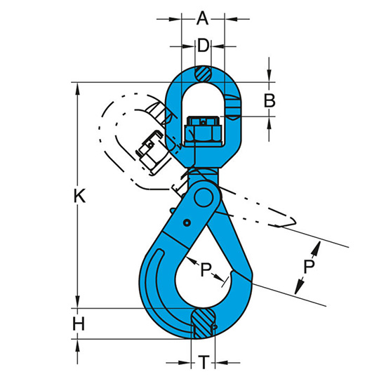 Móc cẩu vòng bi tự khóa xoay G100 YOKE X 027