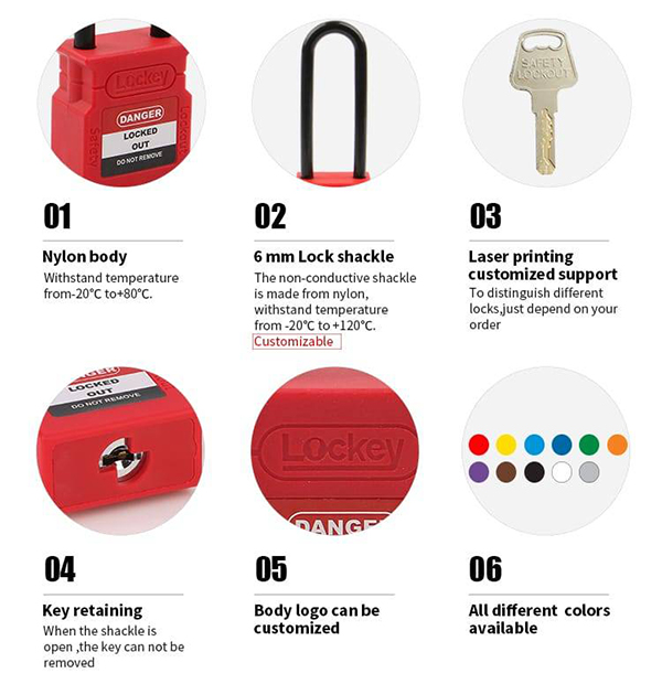 Ổ khóa an toàn cùm nhựa cách điện PROLOCKEY KD CP76P RED