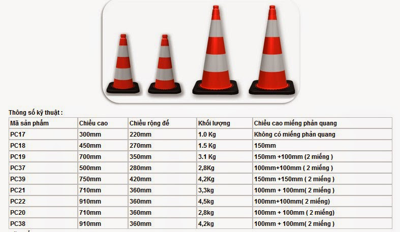 coc tieu giao thong de cao su den