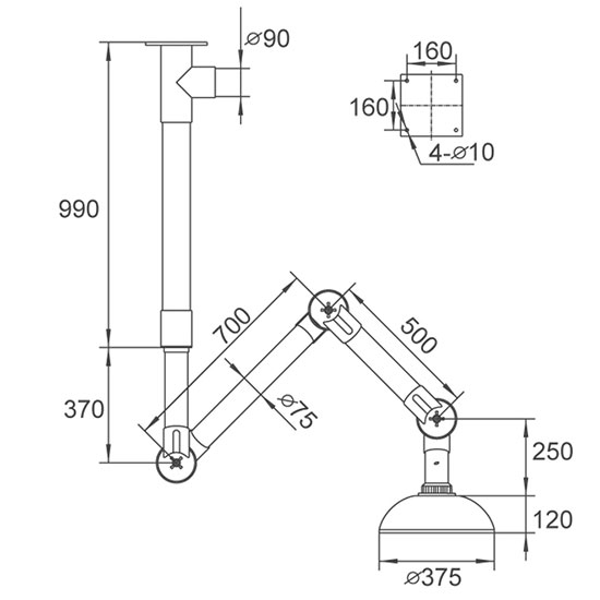 Chụp hút khói phòng thí nghiệm gắn tường WJH0604A 1