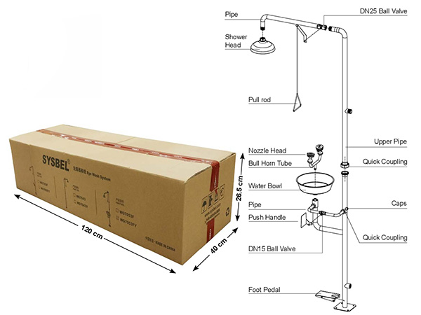 Vòi sen tắm và bồn rửa mắt khẩn cấp SYSBEL WG7053FY 1