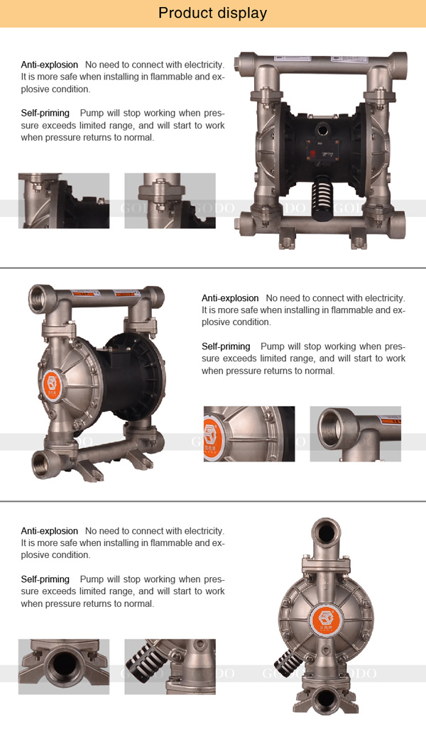 Bơm Màng Khí Nén GODO QBY3 32 INOX 1