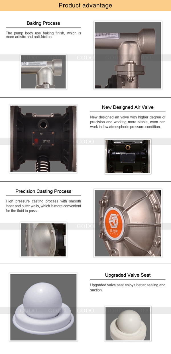 Bơm Màng Khí Nén GODO QBY3 32 INOX 2