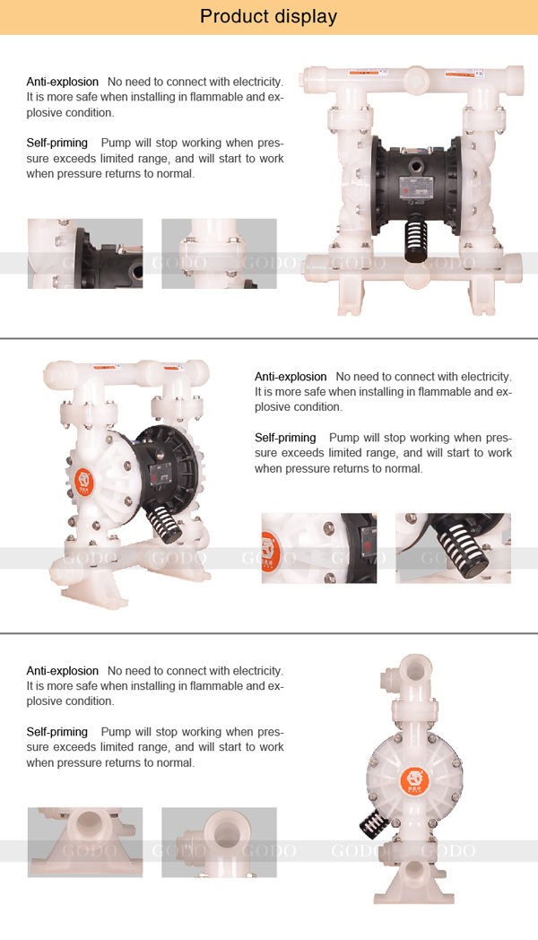 Bơm Màng Khí Nén GODO QBY3 32 NHỰA PP 1