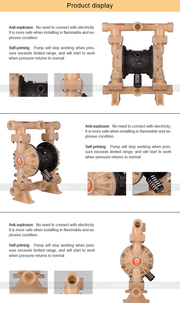 Bơm Màng Khí Nén GODO QBY3 32 TEFLON 1