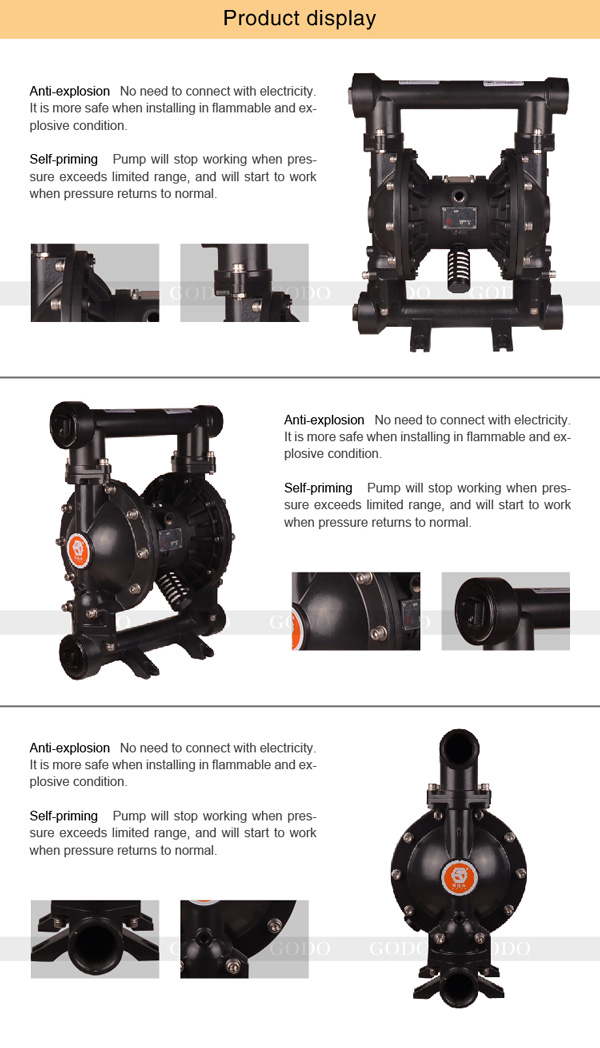 Bơm màng khí nén thân Gang GODO QBY3 65 1