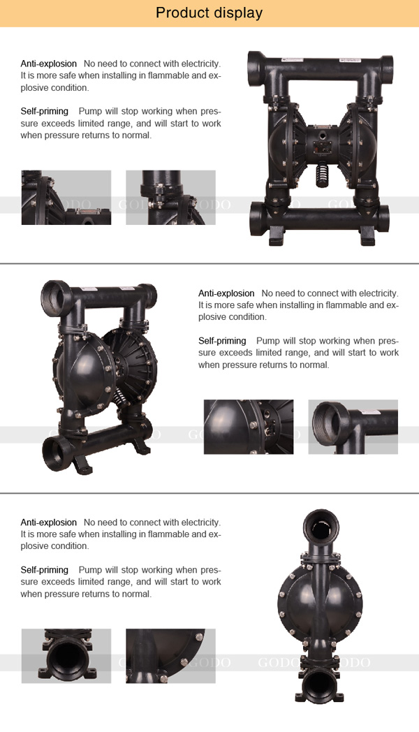 Bơm màng khí nén thân Gang GODO QBY3 80 1