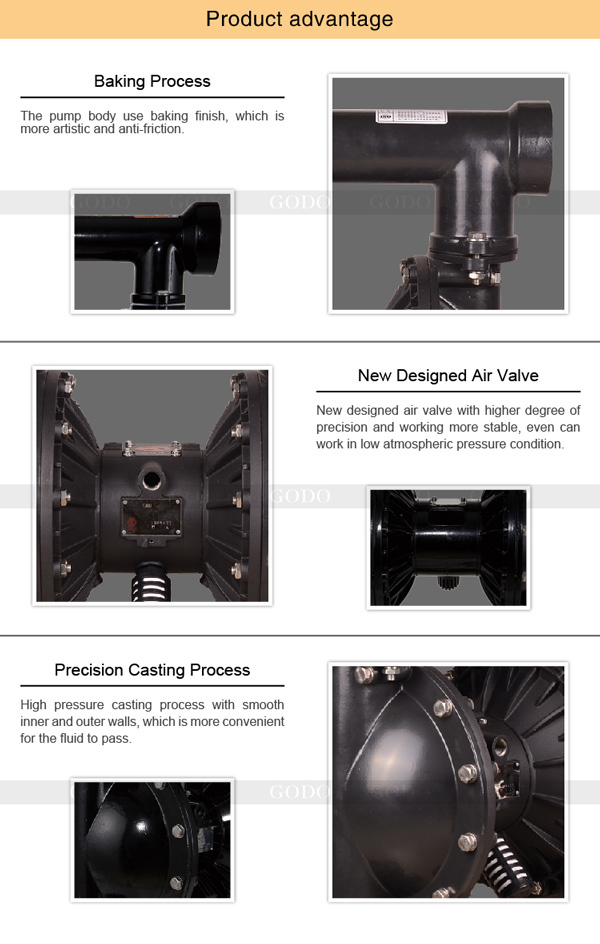 Bơm màng khí nén thân Gang GODO QBY3 80 2